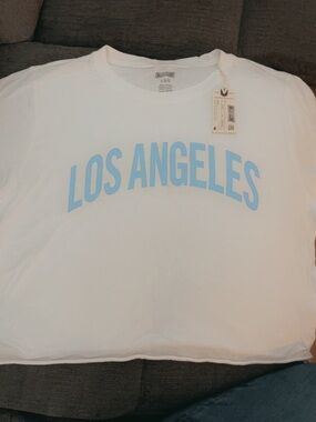 White Tee with Sky Blue Los Angeles